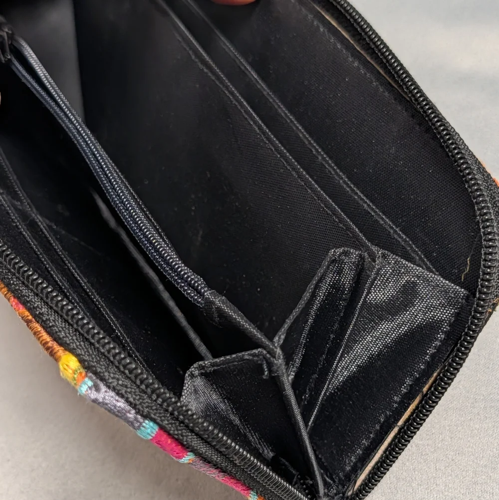 Beautiful Hand Embroidered Colorful Floral Zip Around Wallet